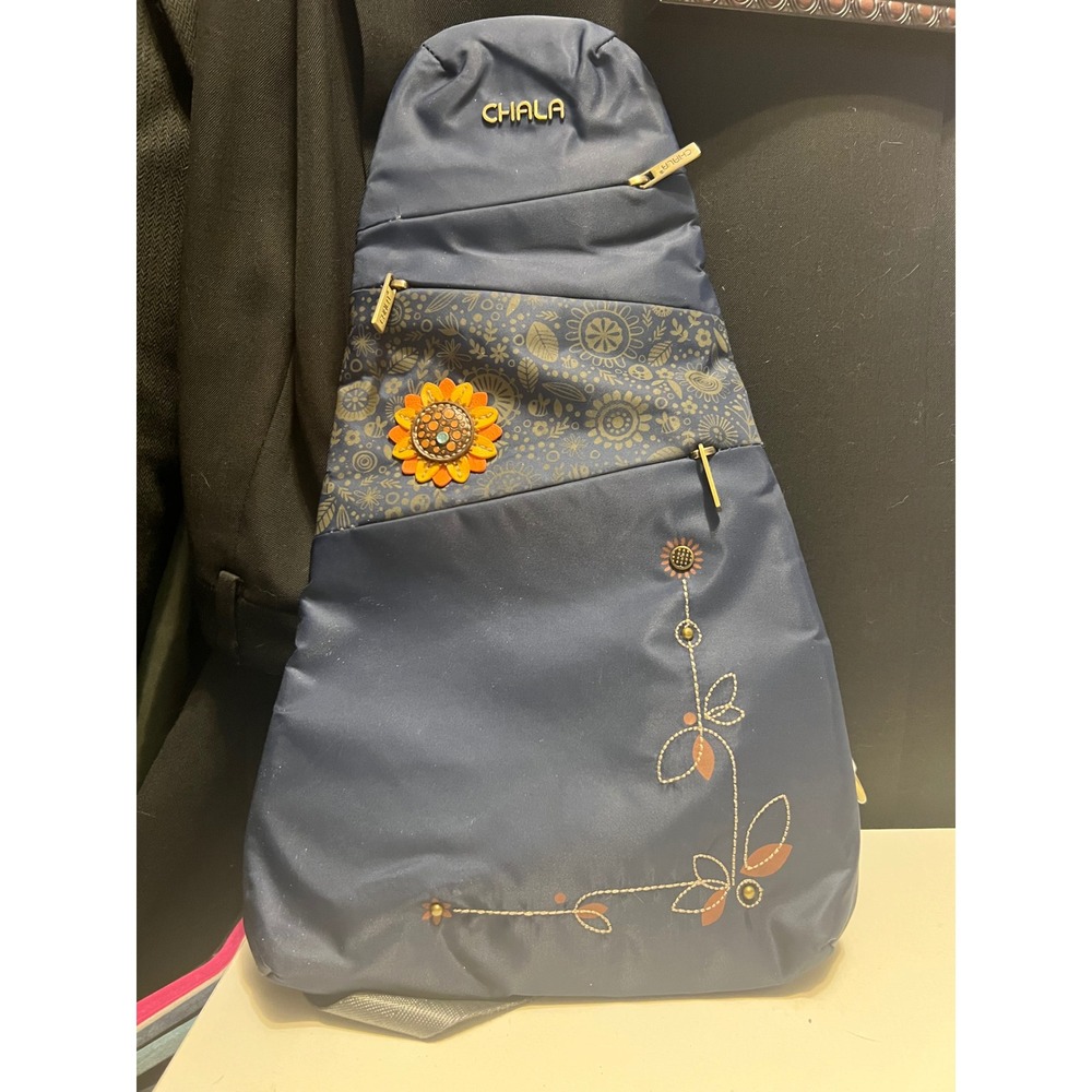 Chala Navy Sunflower Sling Backpack Floral Crossbody Bag‎ Women's 16x10